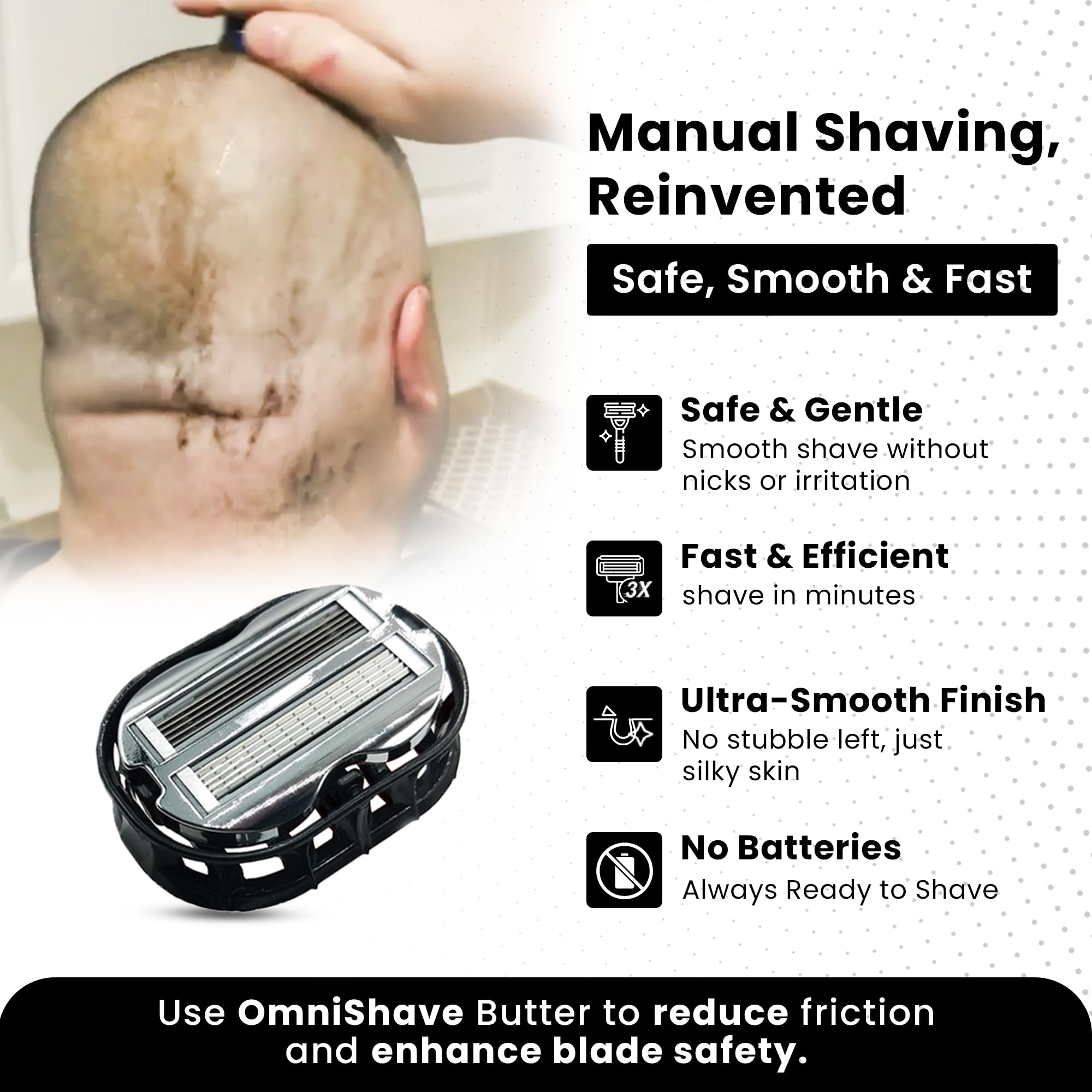 OmniShaver leg shave showcases efficient full-leg grooming on a time-saver.