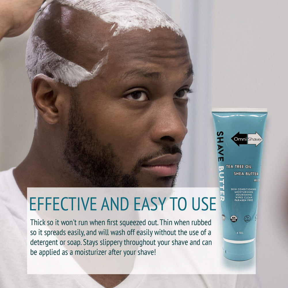 OmniShaver Shave Butter applying as post-shave moisturizer for soft skin