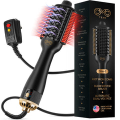 OMOteam Blowout Brush Dryer in use for quick salon-style drying.
