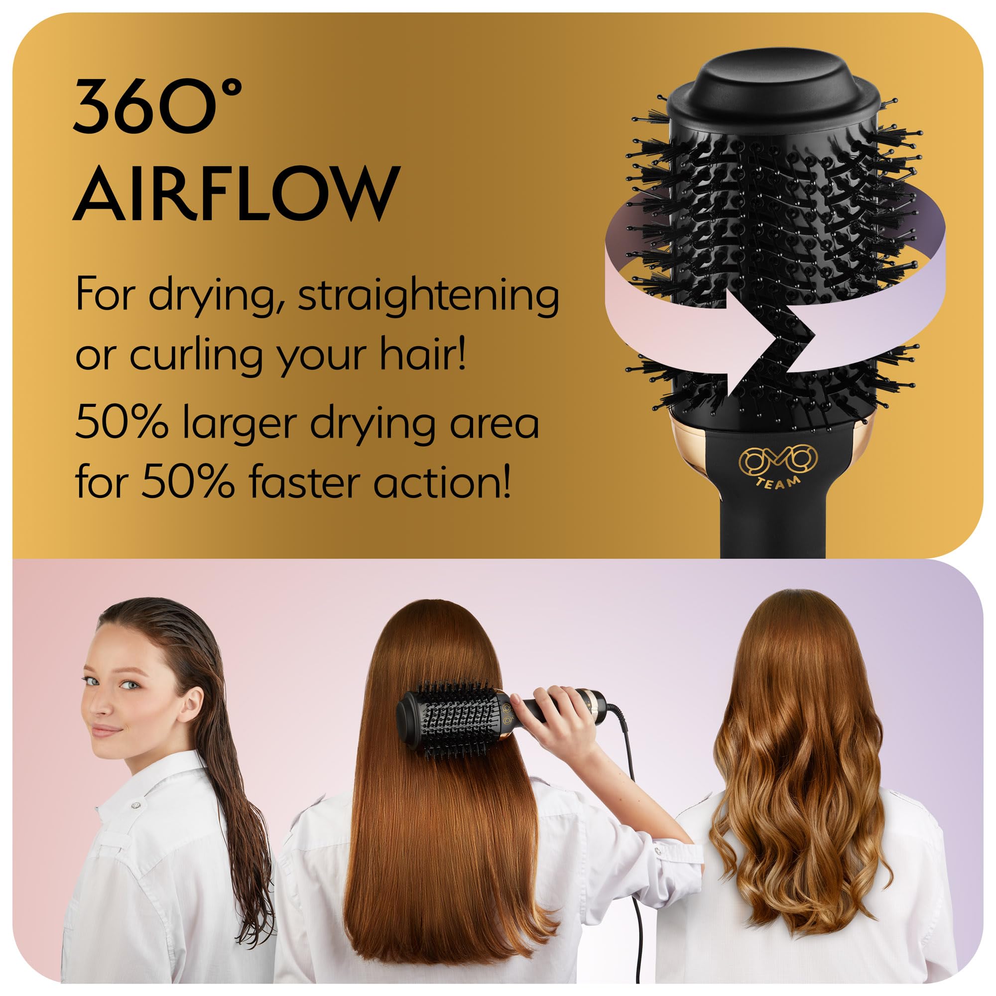 OMOteam ceramic heat distribution delivers consistent warmth and frizz reduction