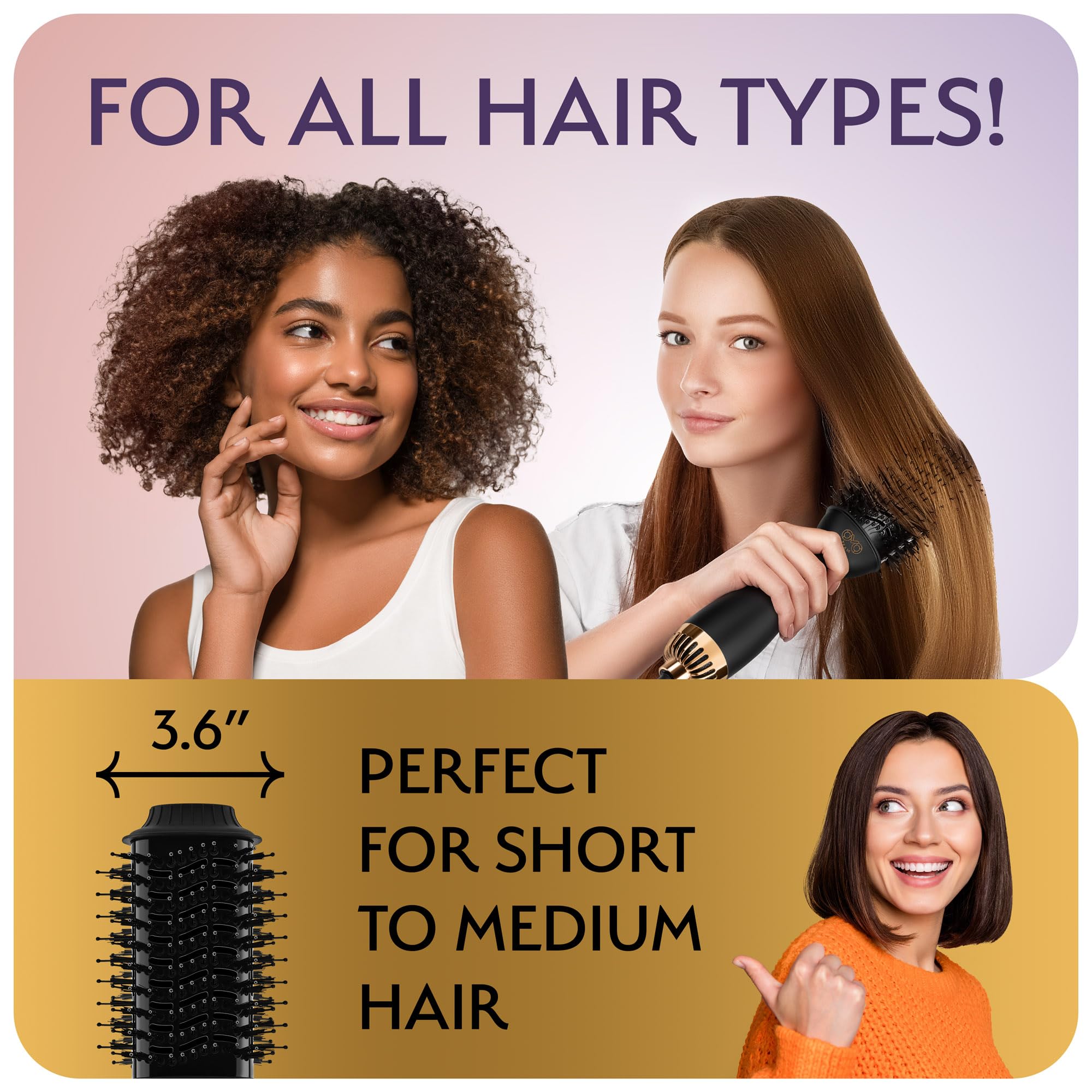 OMOteam dual-voltage-hair-dryer-brush alci-safety-plug for reliable power