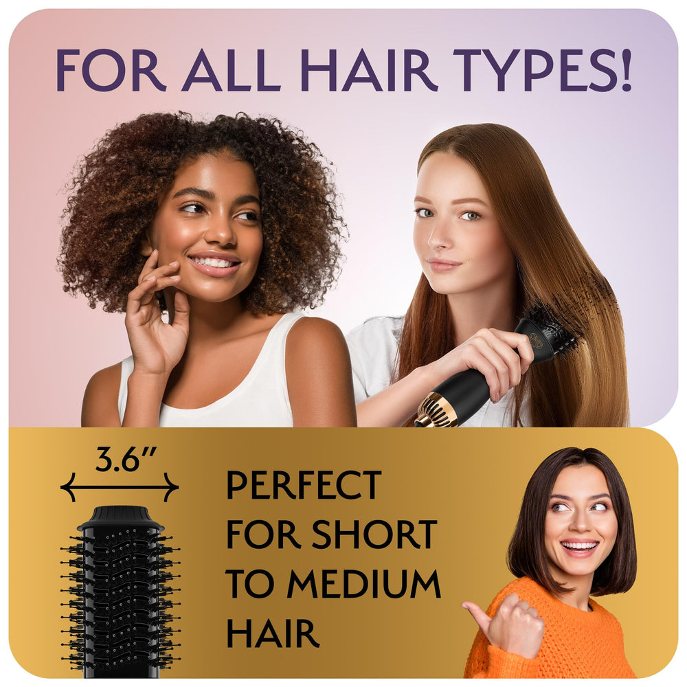 OMOteam dual-voltage-hair-dryer-brush alci-safety-plug for reliable power