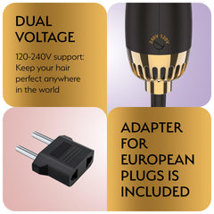OMOteam dual-voltage-hair-dryer-brush dual-voltage-switch for international travel