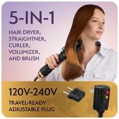OMOteam dual-voltage-hair-dryer-brush oval-shape for precise volumizing