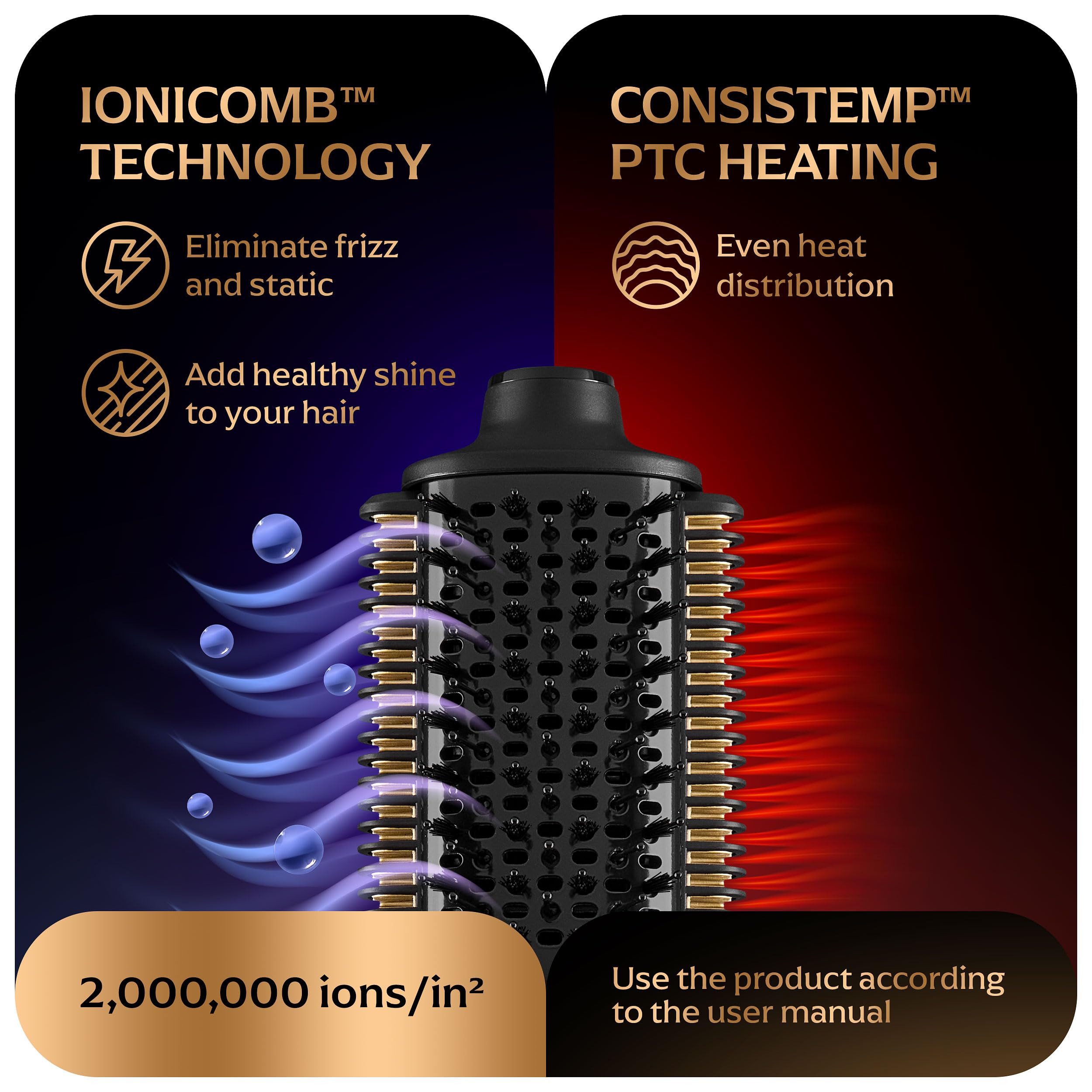 OMOteam no-heat-damage finish with ConsisTemp-controlled styling.
