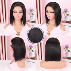 Omswet bob wig front shows pre-plucked hairline for natural part and easy styling.