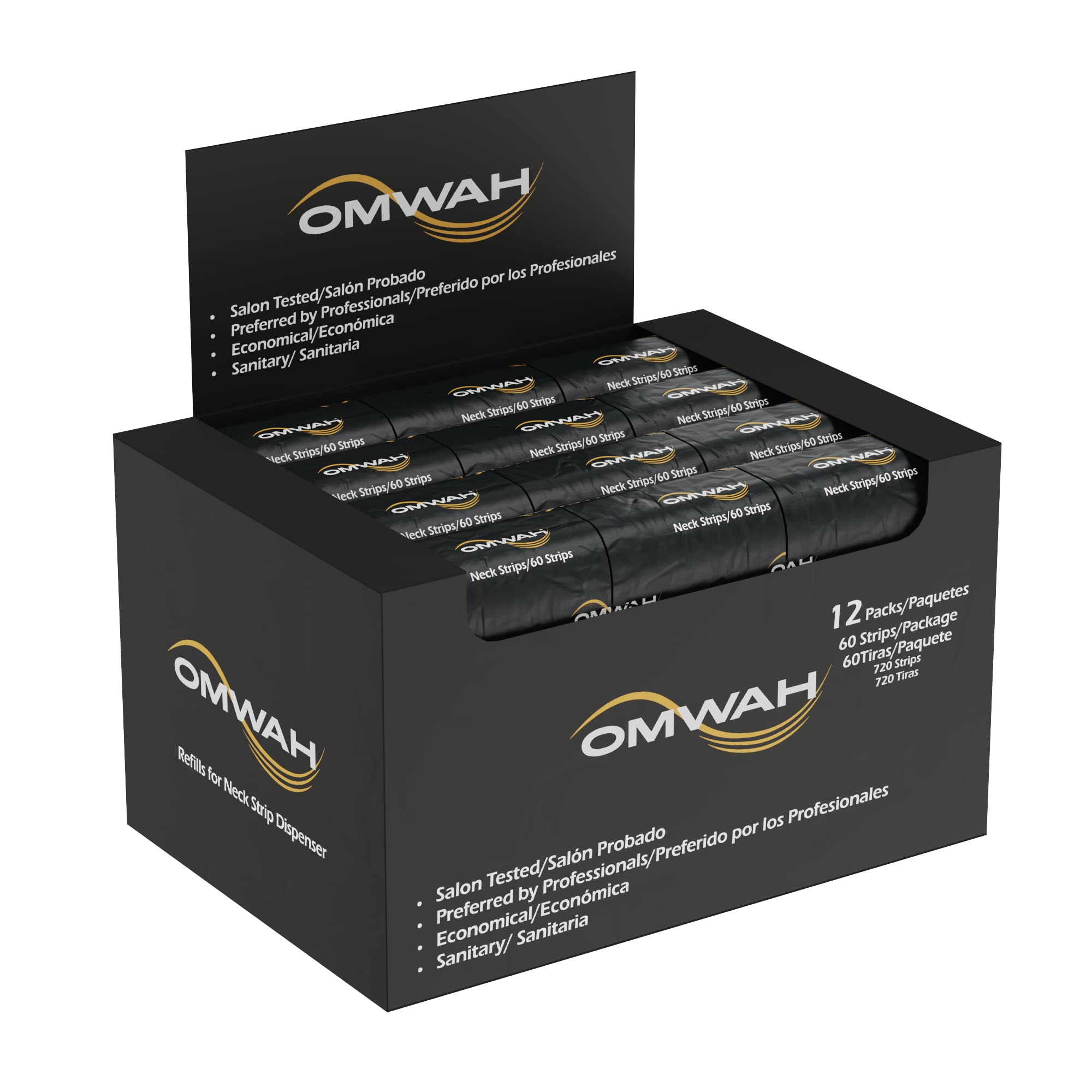OMWAH professional neck strips bulk case packaging for efficient salon hygiene and quick turnover