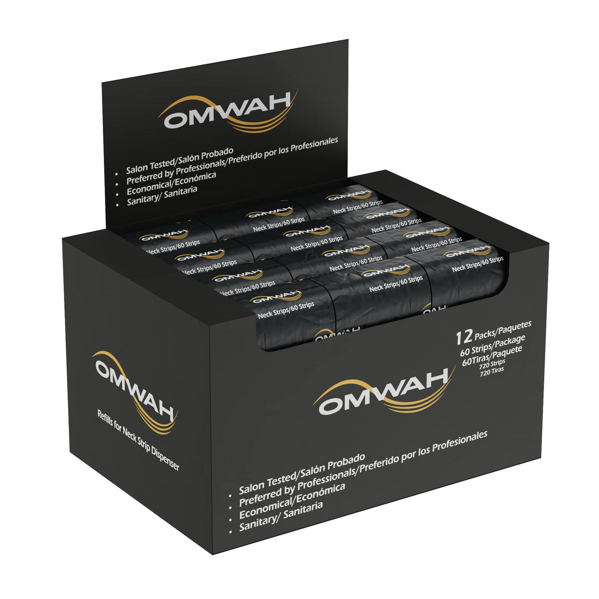 OMWAH professional neck strips bulk case packaging for efficient salon hygiene and quick turnover
