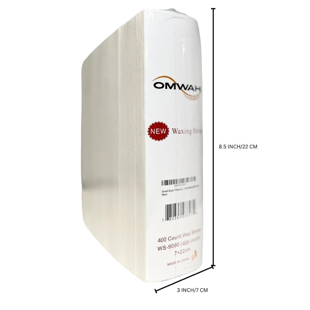 OMWAH waxing strips in action on leg for smooth results