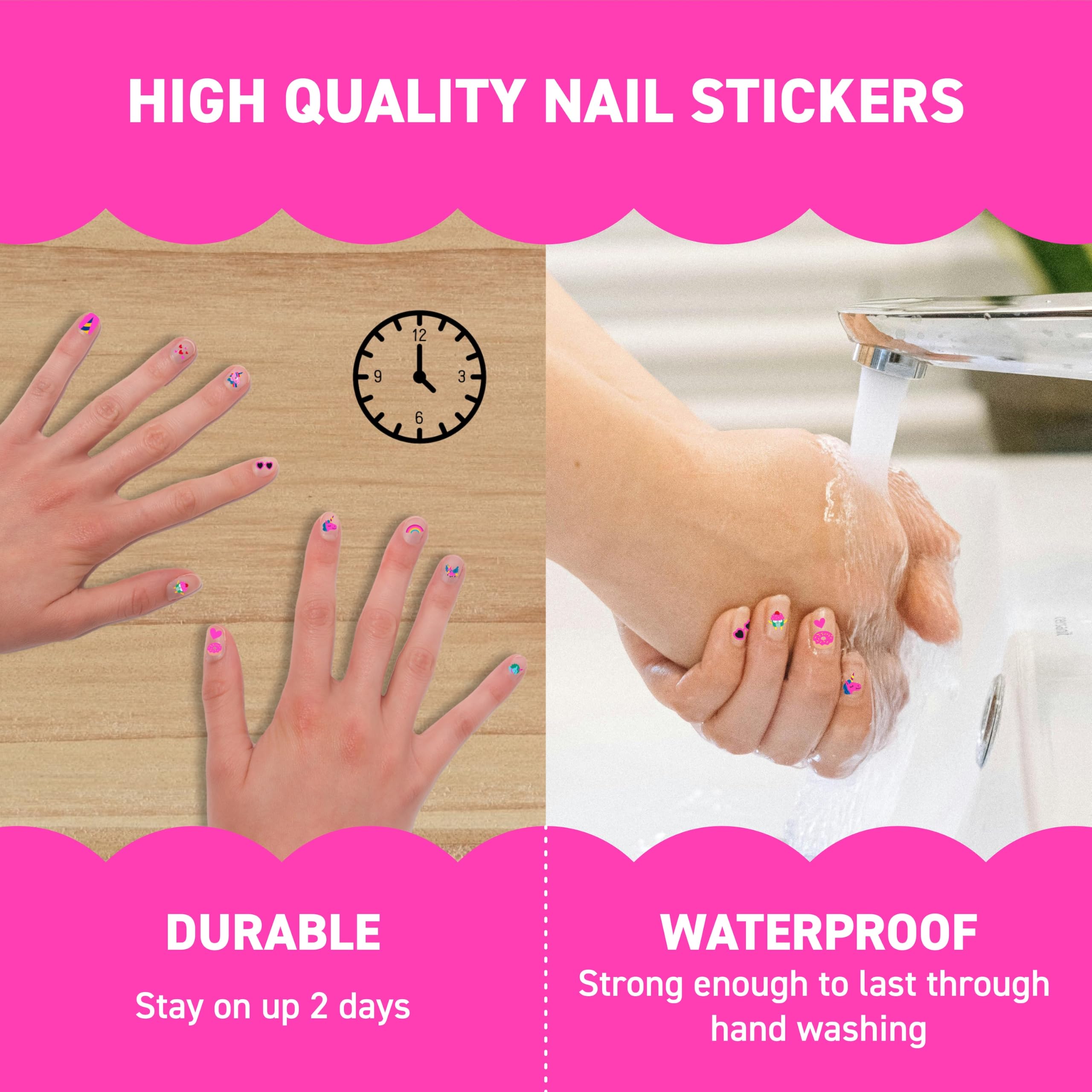 Omy easy-to-apply stickers simplify quick nail art after school.