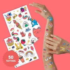 Omy Kawaii tattoos water-application demonstrates quick, mess-free design for kids.