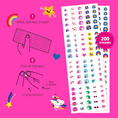 Omy Unicorn Nail Stickers stay waterproof through hand washing for worry-free wear.