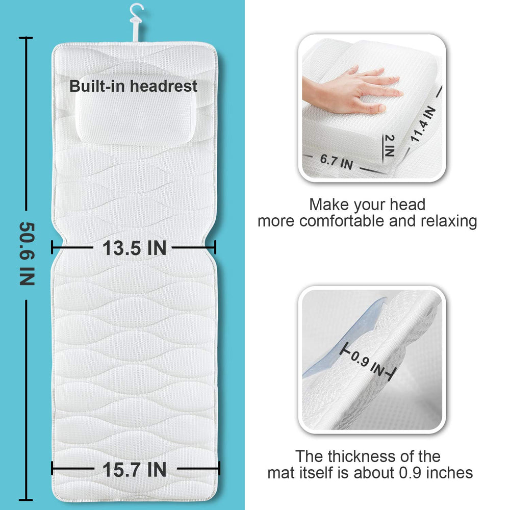 OMYSTYLE Full Body Bath Pillow neck back support reduces pressure for a relaxed soak.