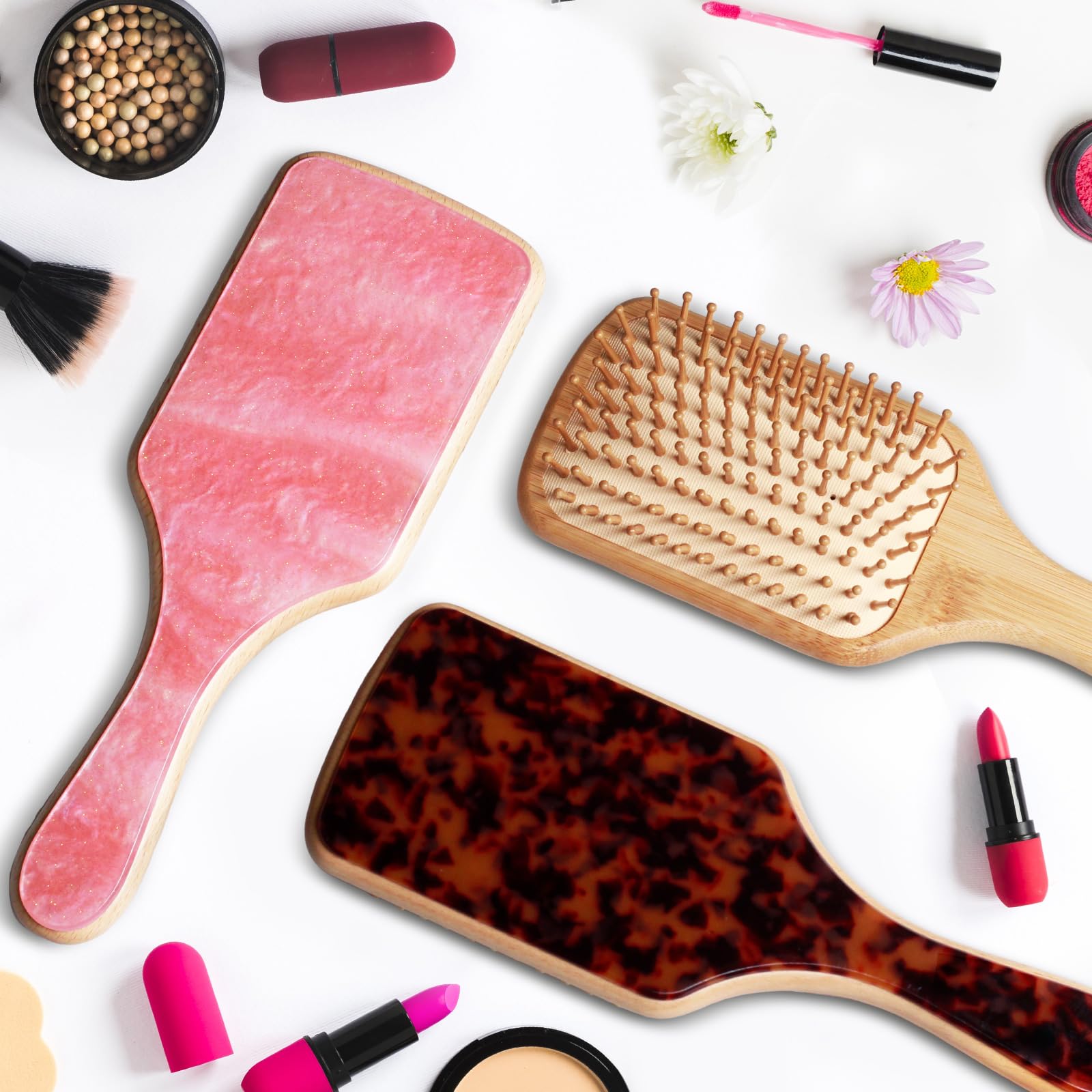 Omzjsvyq bamboo travel brush compact for on-the-go styling.