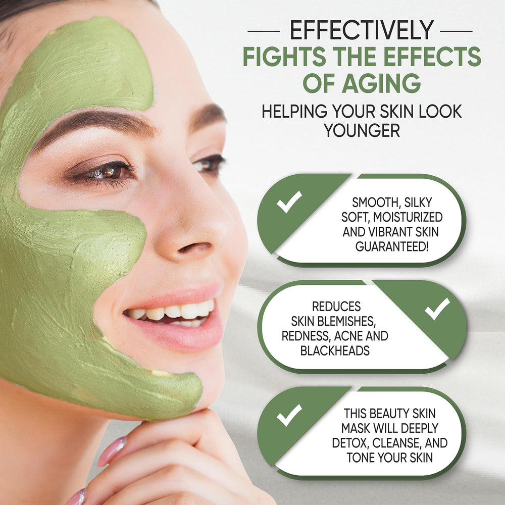 Once Upon A Tea Green Tea Matcha Facial Mud Mask close-up texture shows creamy detoxifying mud