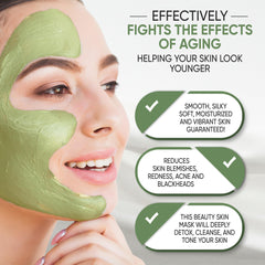 Once Upon A Tea Green Tea Matcha Facial Mud Mask close-up texture shows creamy detoxifying mud