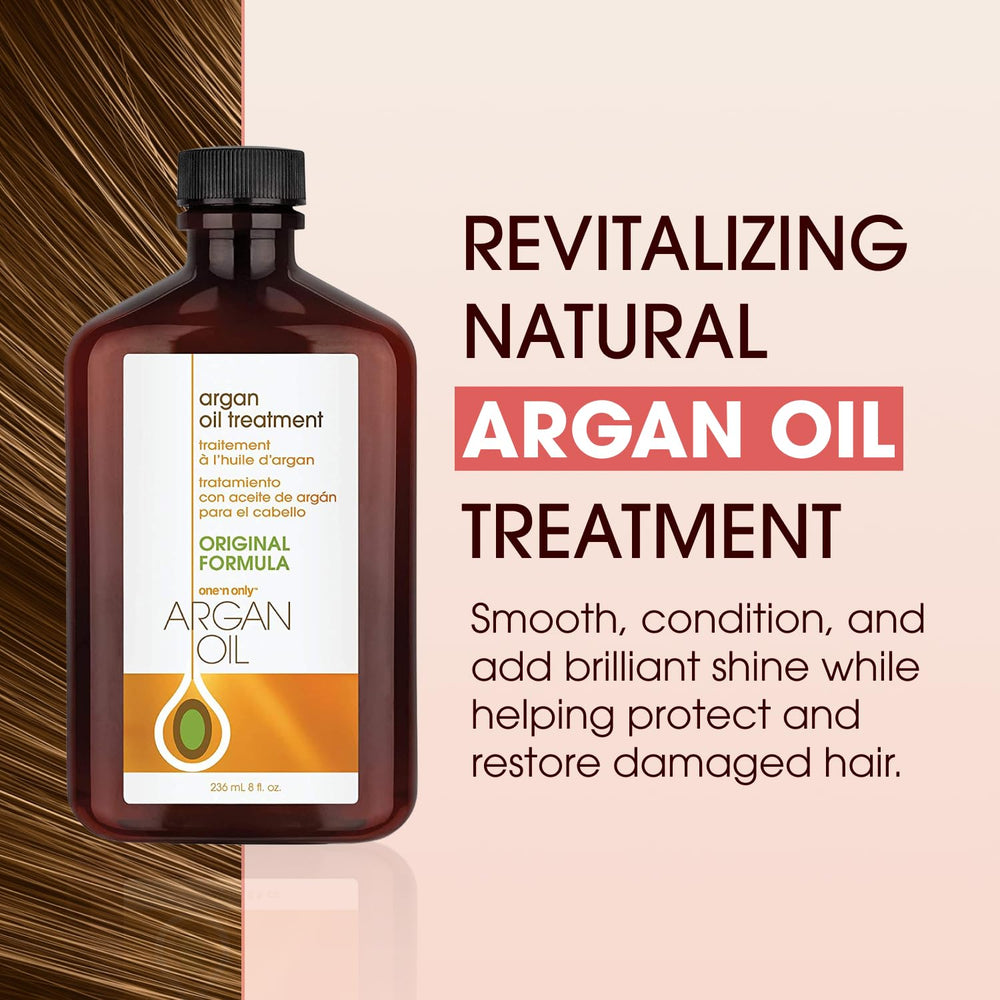 One 'N Only Argan Oil Hair Treatment application on damp hair for frizz-free styling