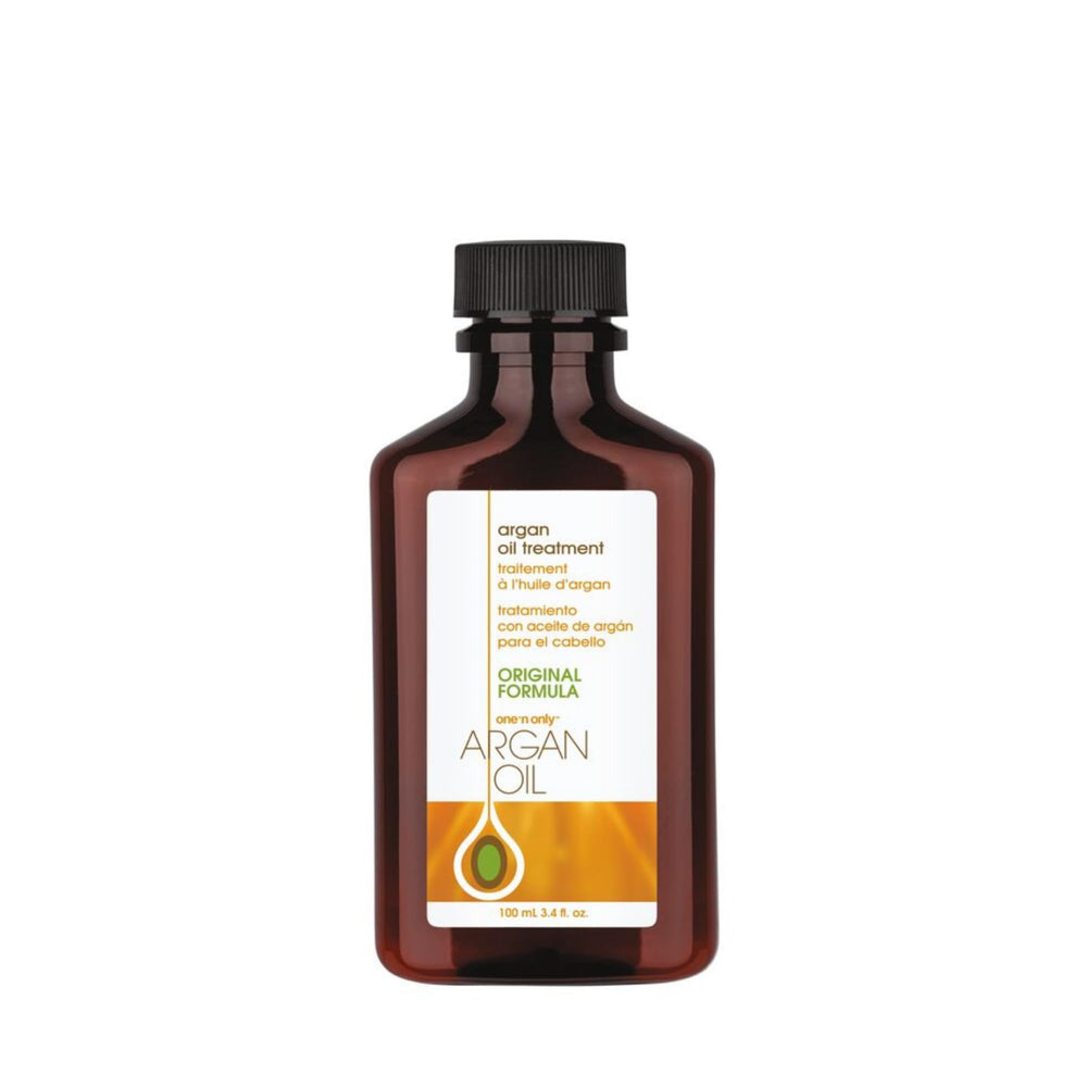 One 'N Only Argan Oil Hair Treatment bottle demonstrates lightweight hydration for natural hair