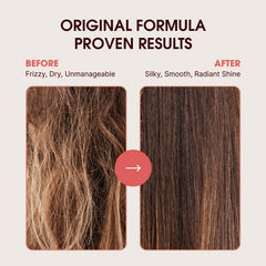 One 'N Only Argan Oil Hair Treatment smoothing the hair cuticle for silky strands.