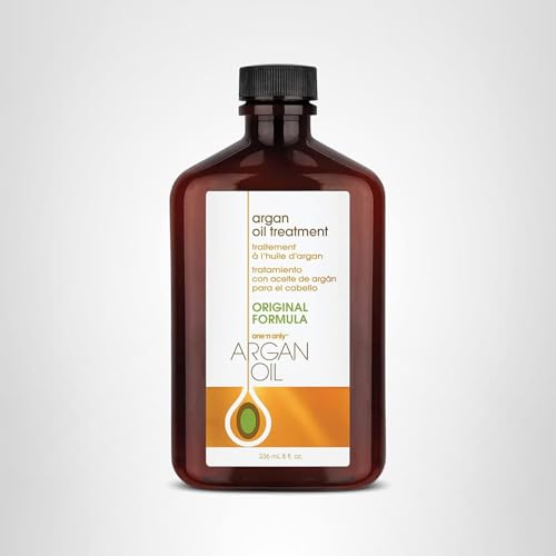 One 'N Only Argan Oil Hair Treatment heat-protectant helps guard strands during styling