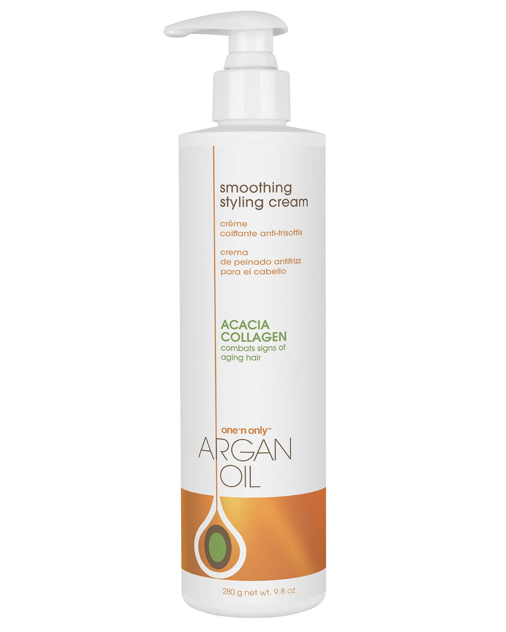 One 'n Only Argan Oil Smoothing Styling Cream bottle delivers frizz control and color protection.