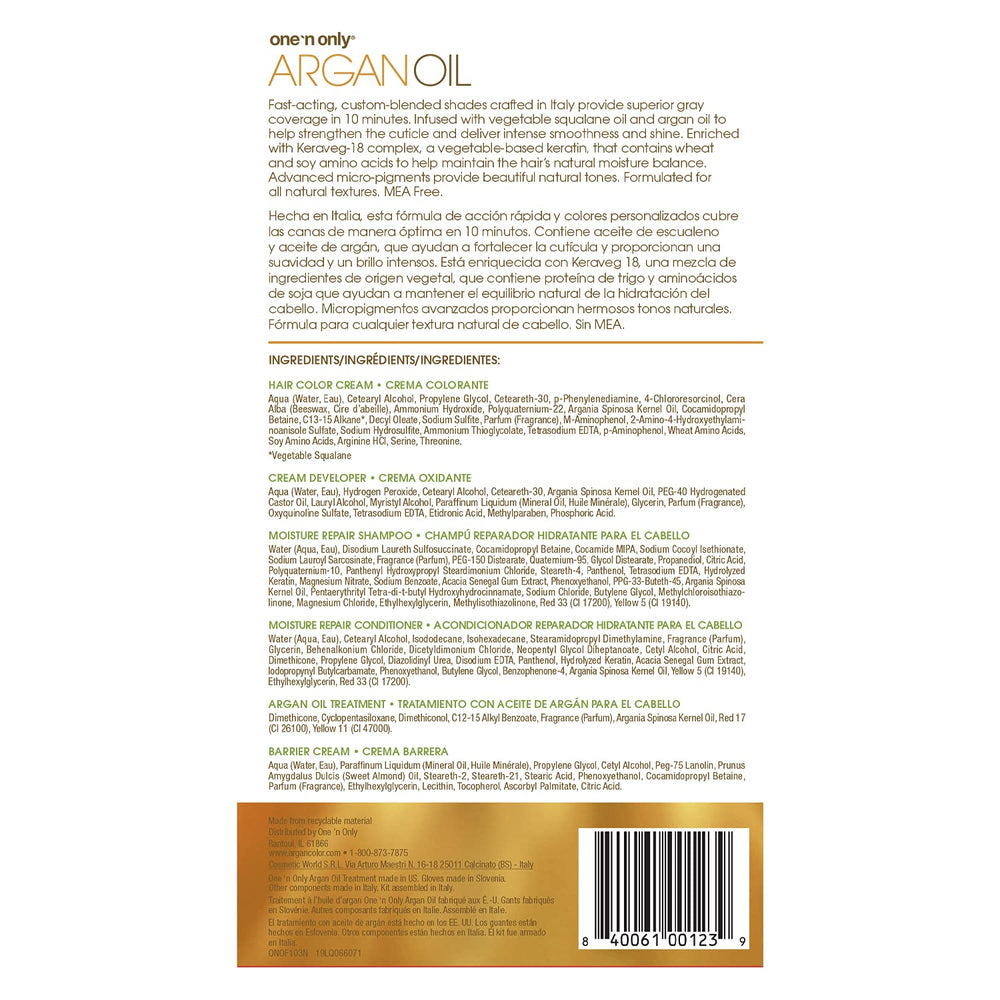 One 'N Only Fast 10 color kit applicator tube demonstrates fast processing for gray coverage.