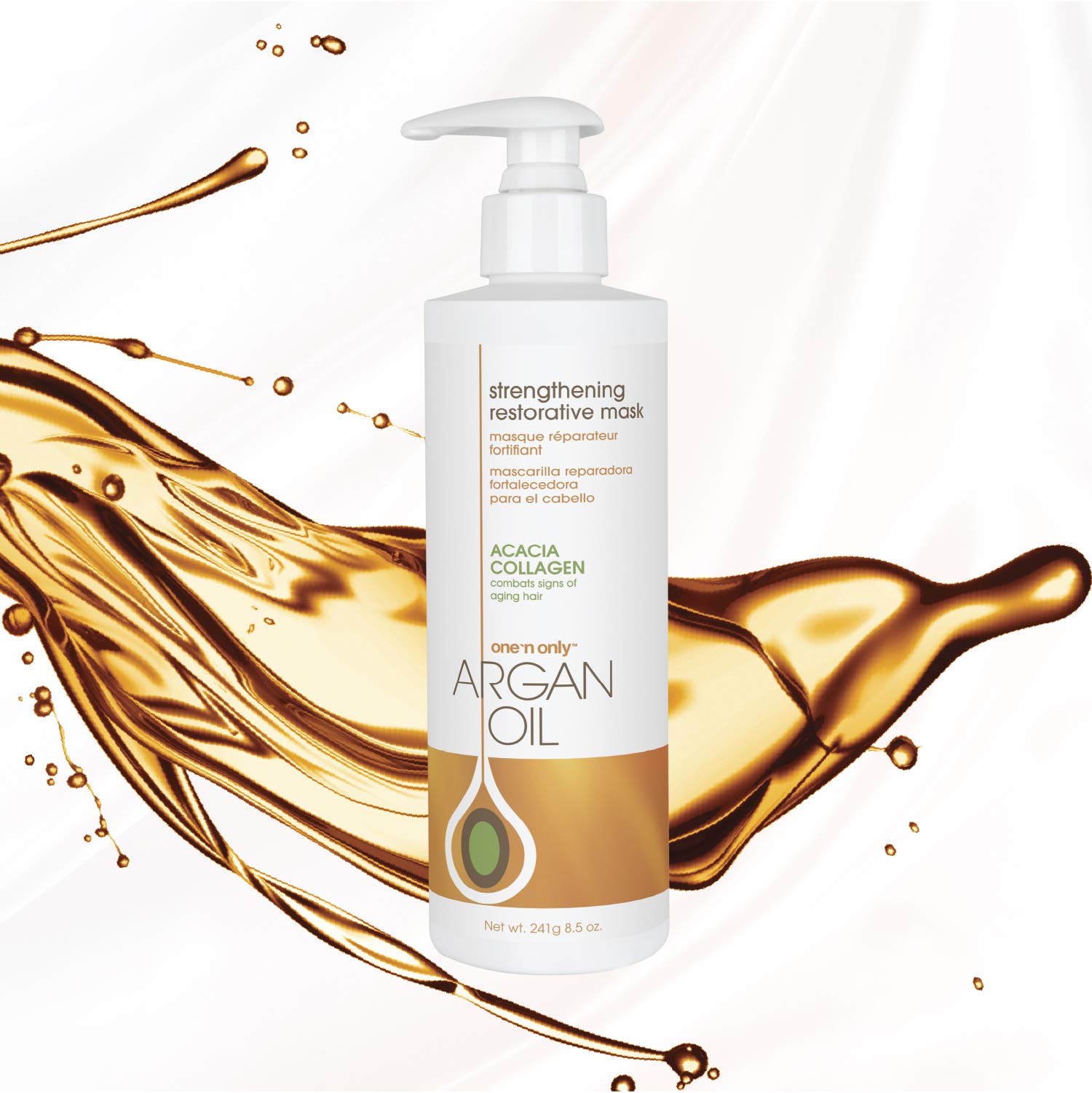 One 'N Only hair mask application on hair demonstrates moisture restoration and shine.