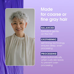 One 'N Only Shiny Silver Perm Kit gray hair after shows enhanced silver highlights.