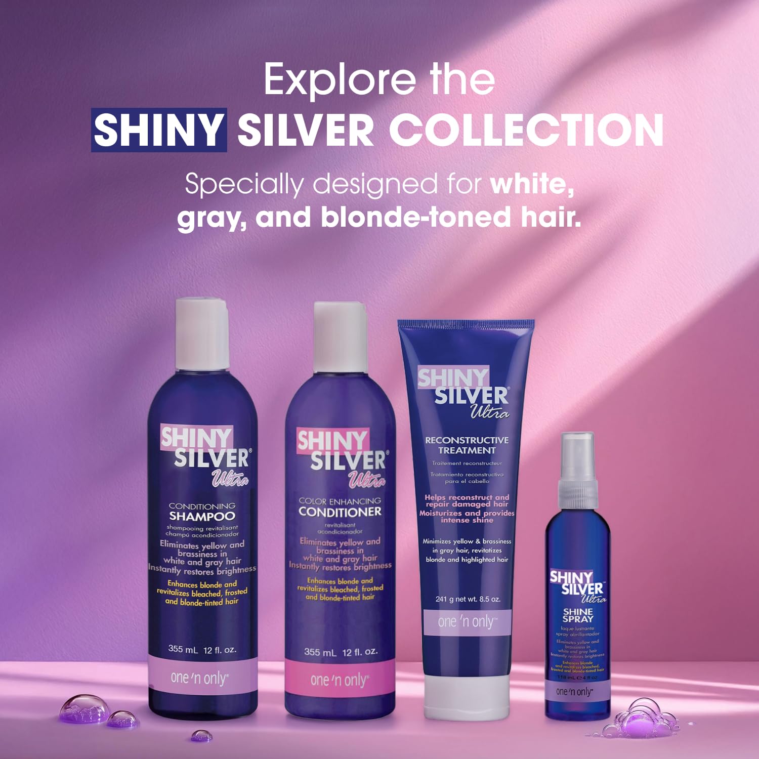 One 'N Only Shiny Silver Perm Kit soft curls closeup shows natural texture and bounce.