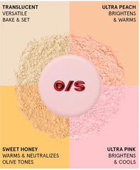 ONE/SIZE Ultimate Blurring Setting Powder Ultra Peach packaging on display