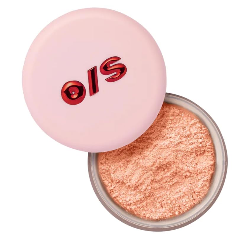 ONE/SIZE Patrick Starrr Ultra Peach powder jar closeup showing mellow glow and blur focus