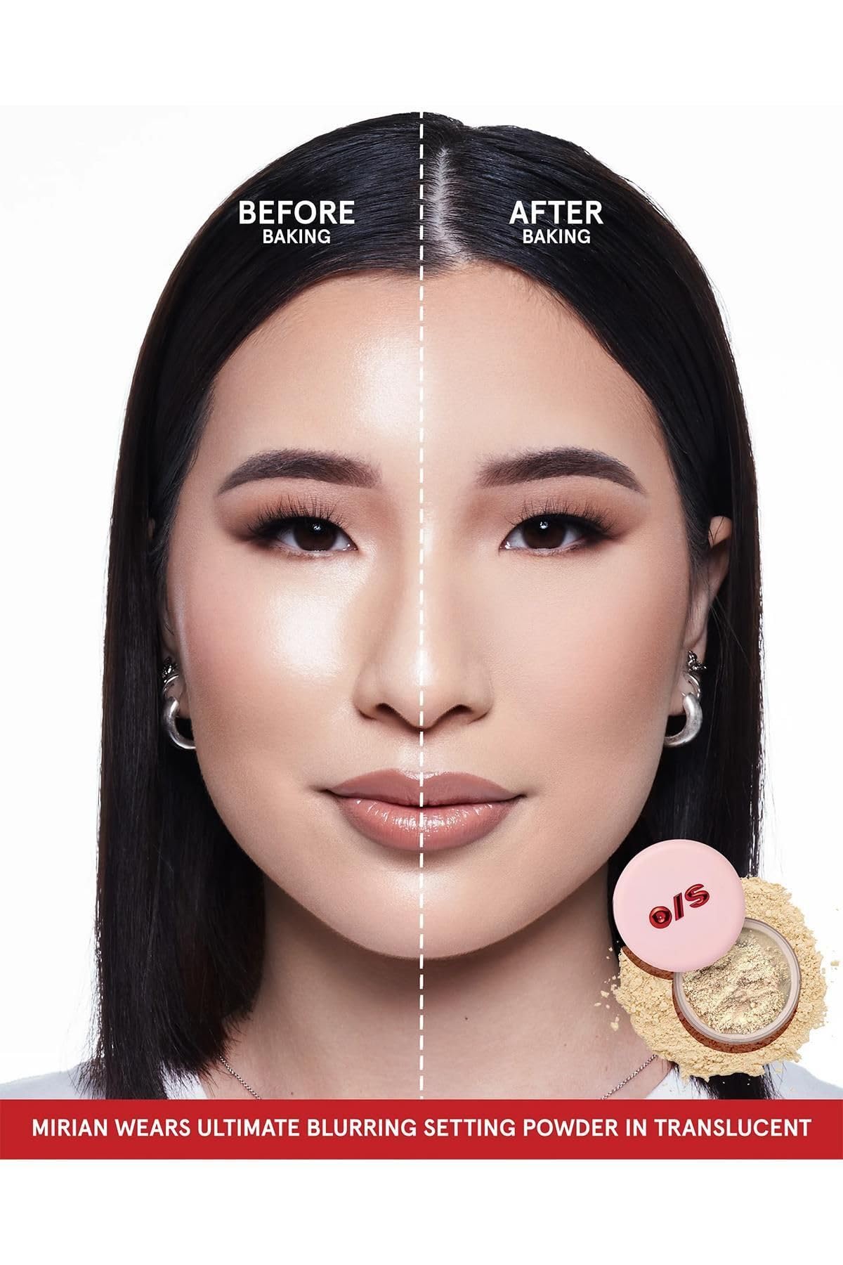 One Size Ultimate Blurring Setting Powder jar close-up highlights fine milled texture
