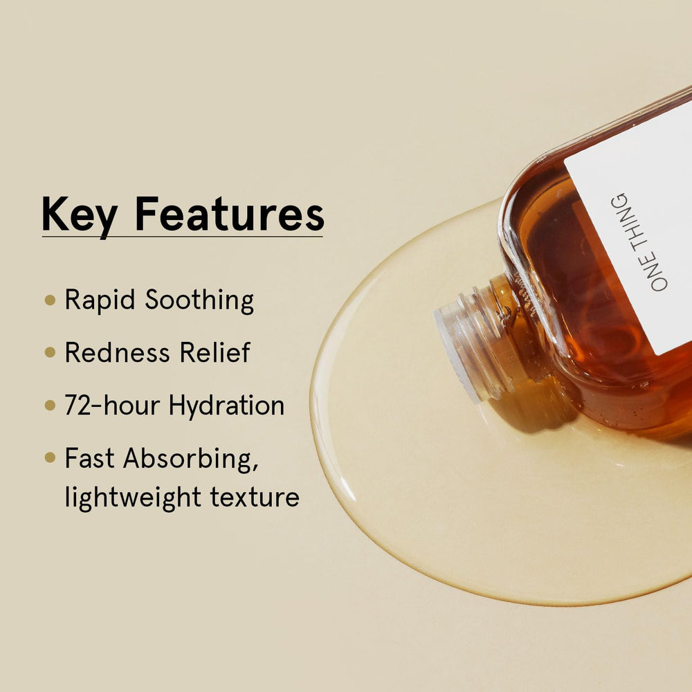 ONE THING Centella Toner ingredients-label highlights pure Centella for gentle irritation relief.
