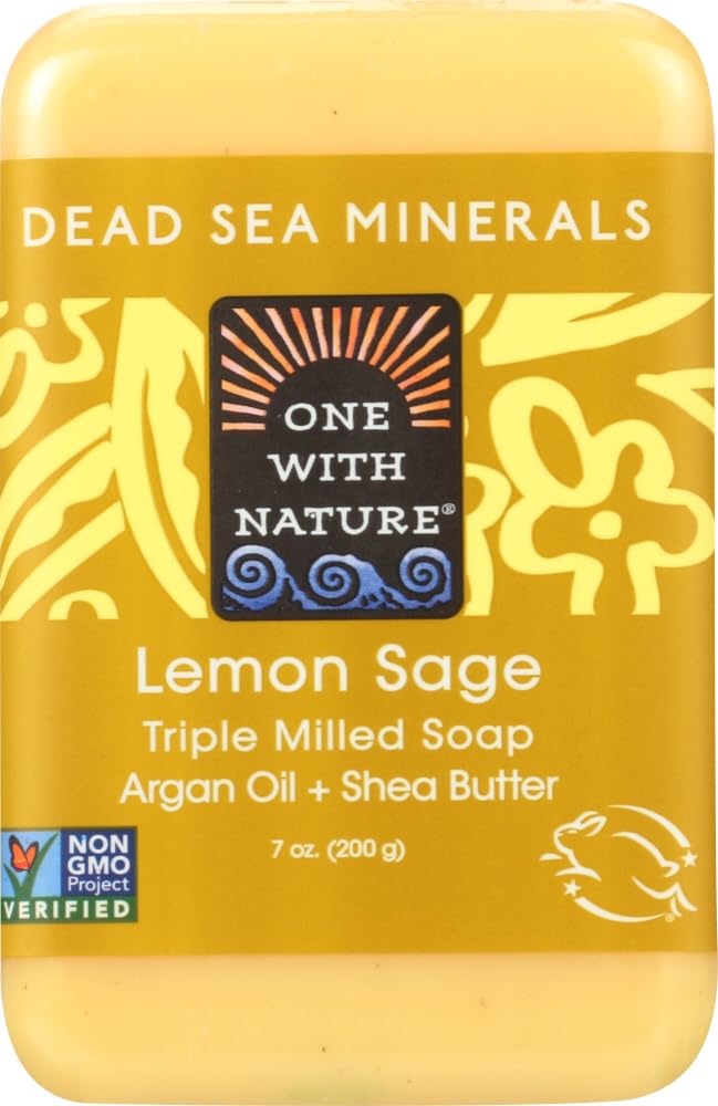 One With Nature Dead Sea Mineral Soap lemon sage bar for soothing cleansing with minerals