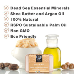 Close-up of Dead Sea minerals in One With Nature soap showing mineral-rich composition.