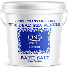 One With Nature Dead Sea Salt 5lb bag for mineral-rich bath prep and exfoliation.