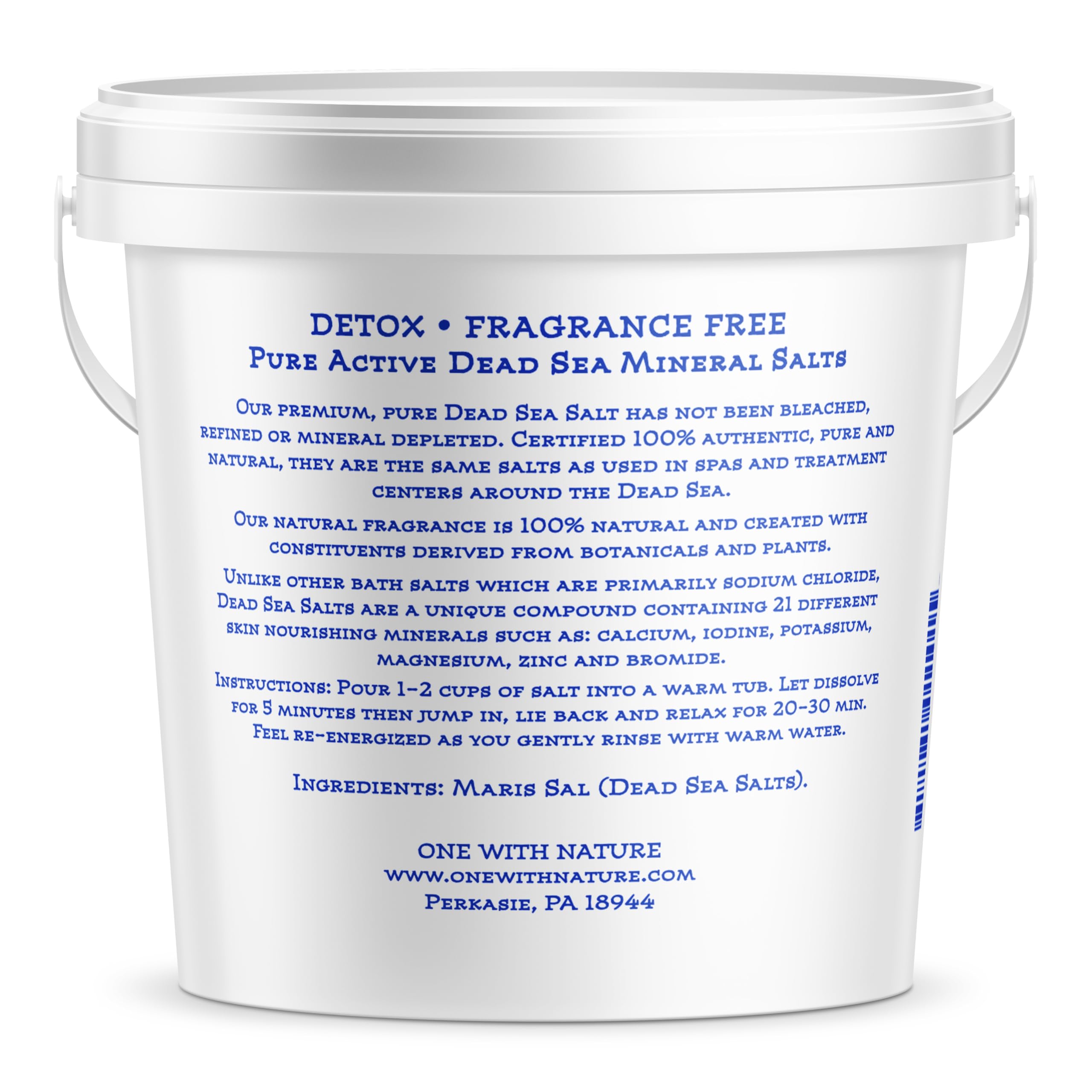 One With Nature Dead Sea Salt bath-scene for a relaxing mineral soak and skin nourishment.