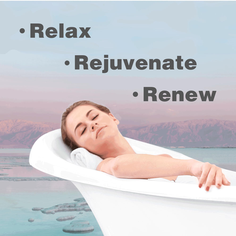 One With Nature Dead Sea Salt in bathwater with soft mineral glow.