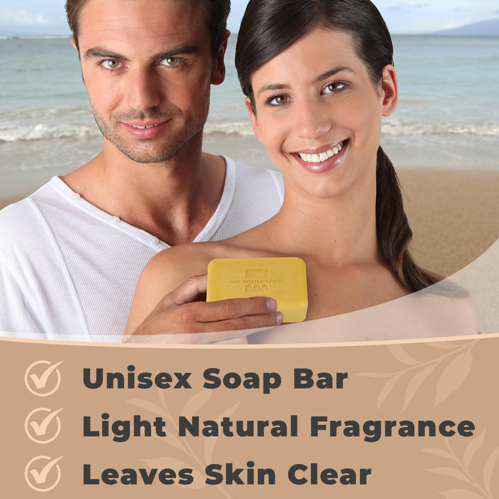 One With Nature Dead Sea Salt Lemon Sage soap foam demonstrates gentle exfoliation and cleansing action