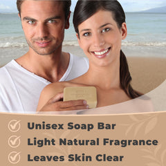 Face bar of One With Nature Dead Sea Salt Shea Butter Soap suitable for all skin types.