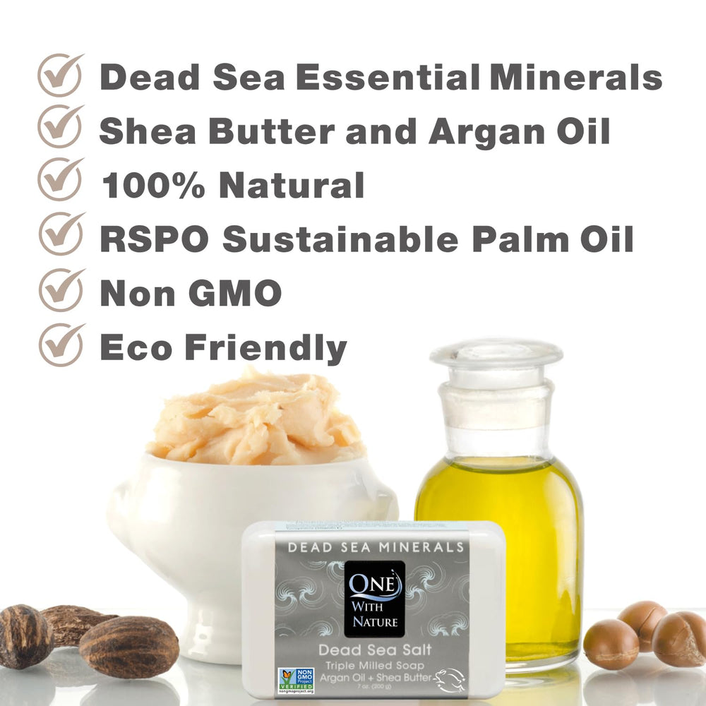 One With Nature Dead Sea Salt Soap 3-pack for face and body use.