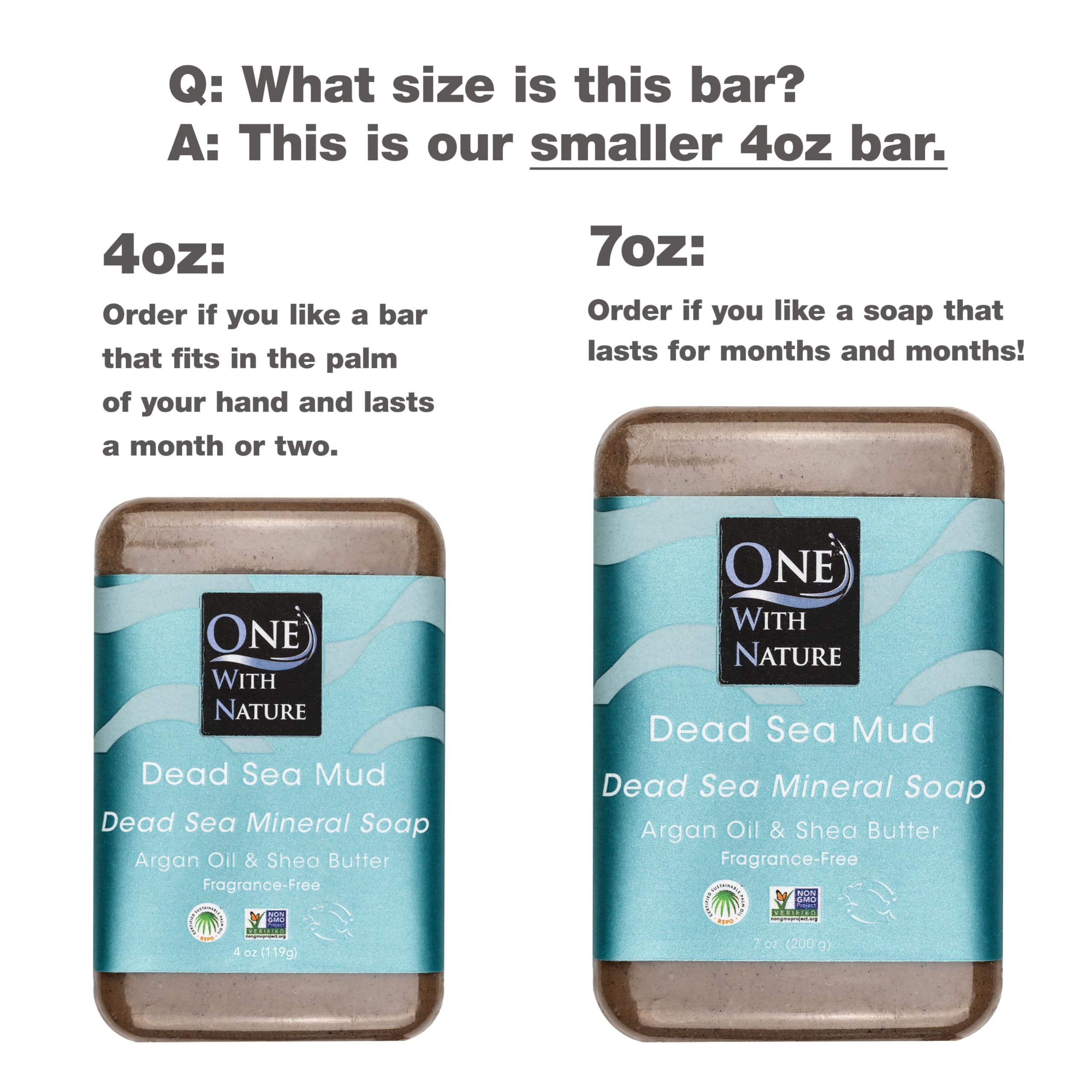 One With Nature Dead Sea Soap Charcoal Bar details detoxifying surface with clear skin potential.