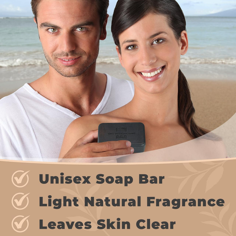One With Nature Dead Sea Soap used on face and body demonstrating gentle cleansing with minerals.