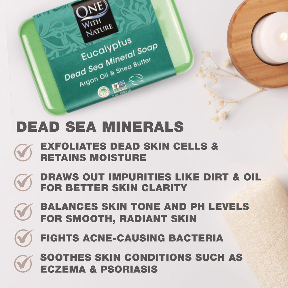 One With Nature eucalyptus soap 3-pack front view for all skin types.