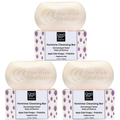 One With Nature Feminine Cleansing Bar 3Pack on display balancing skin pH