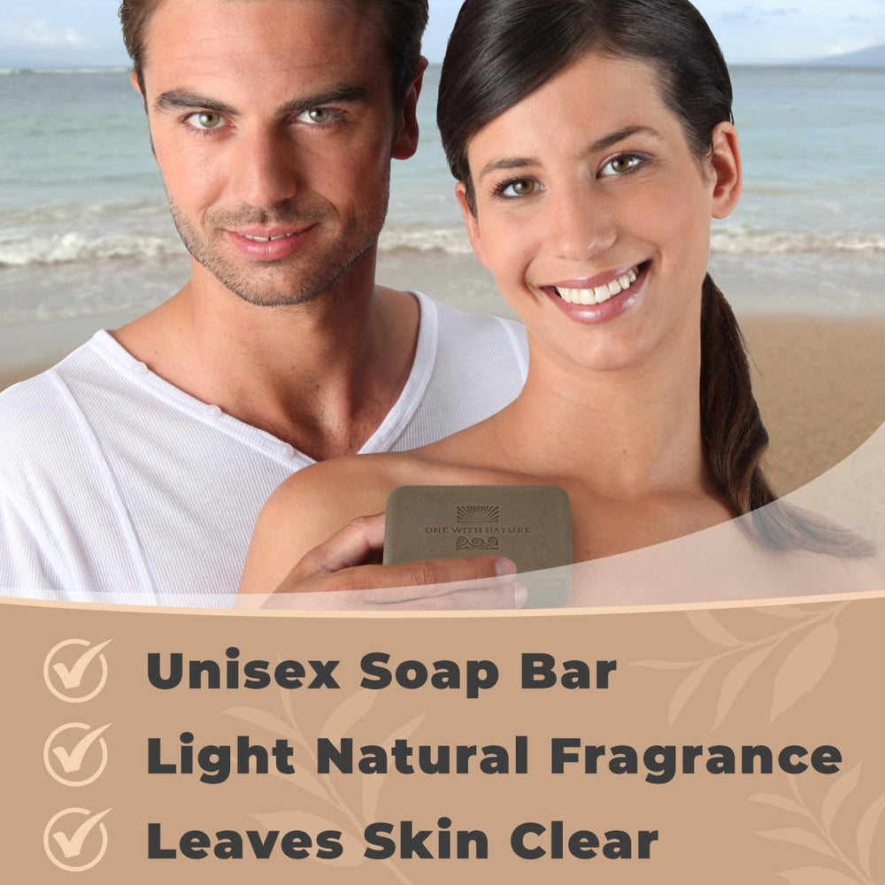 One With Nature Dead Sea Mineral Mud Soap Bar mineral closeup highlights magnesium and sulfur minerals.