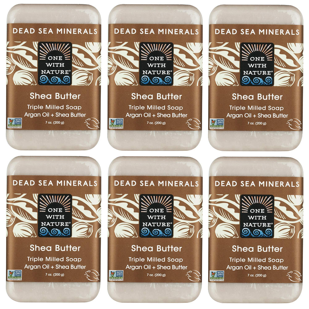One With Nature soap pack-6-bars-shot showing convenient cleansing for the whole family