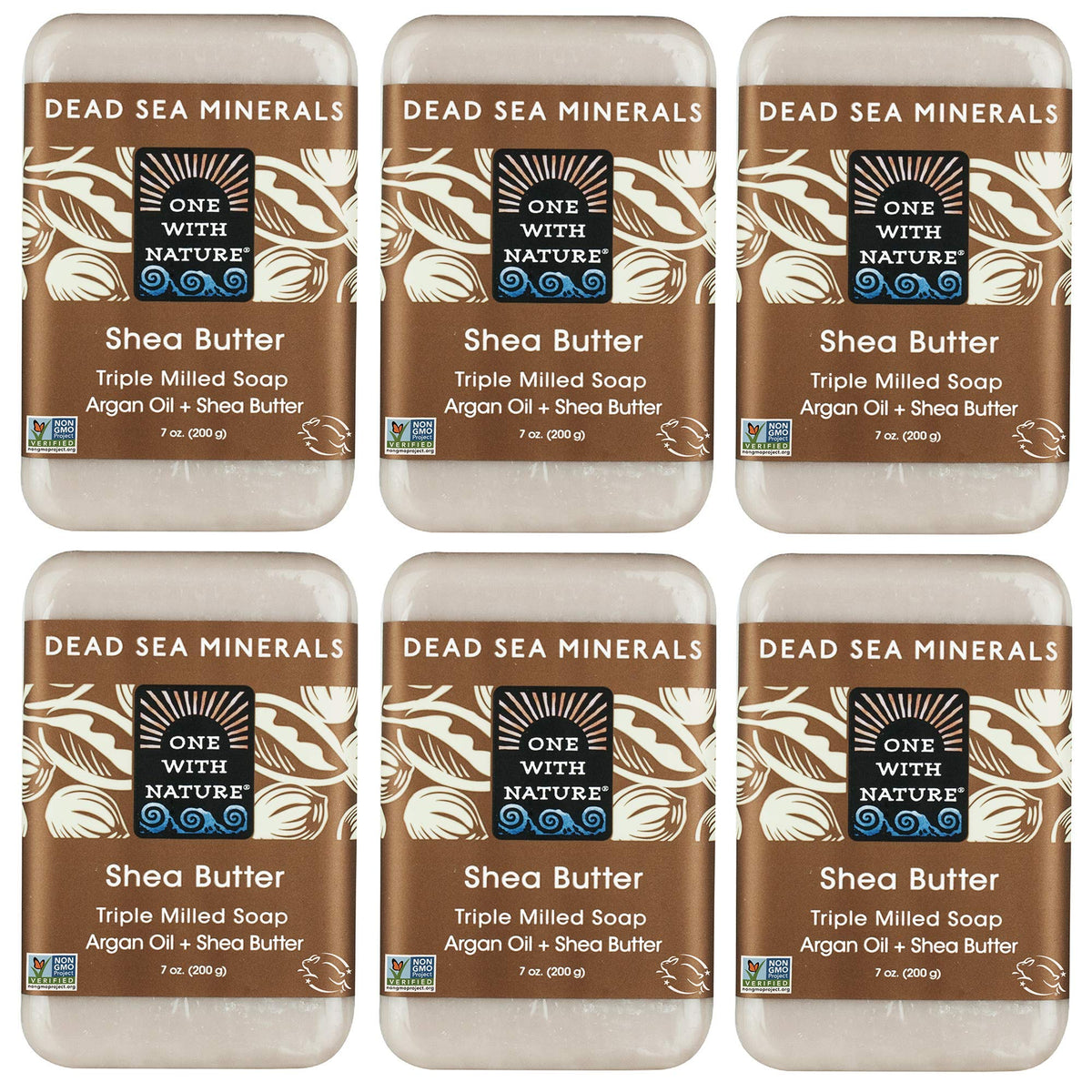 One With Nature soap pack-6-bars-shot showing convenient cleansing for the whole family