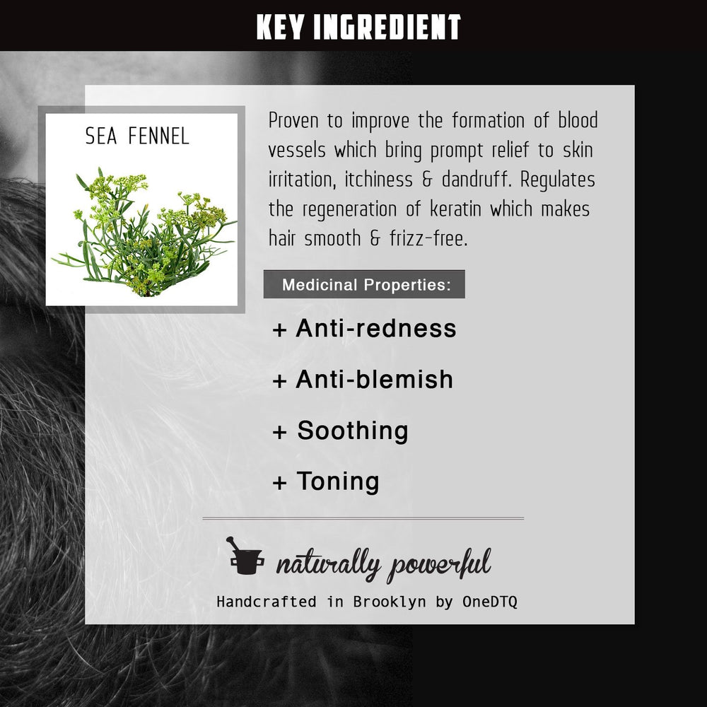 OneDTQ Medicine Man's Itchy Beard Wash natural ingredients visible in a closeup