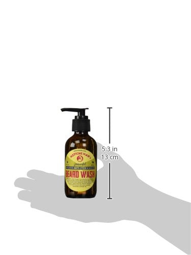OneDTQ Medicine Man's Itchy Beard Wash packaging display highlights natural grooming product